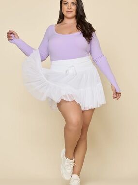 POPFLEX White Tiered Drawstring Mini Skirt